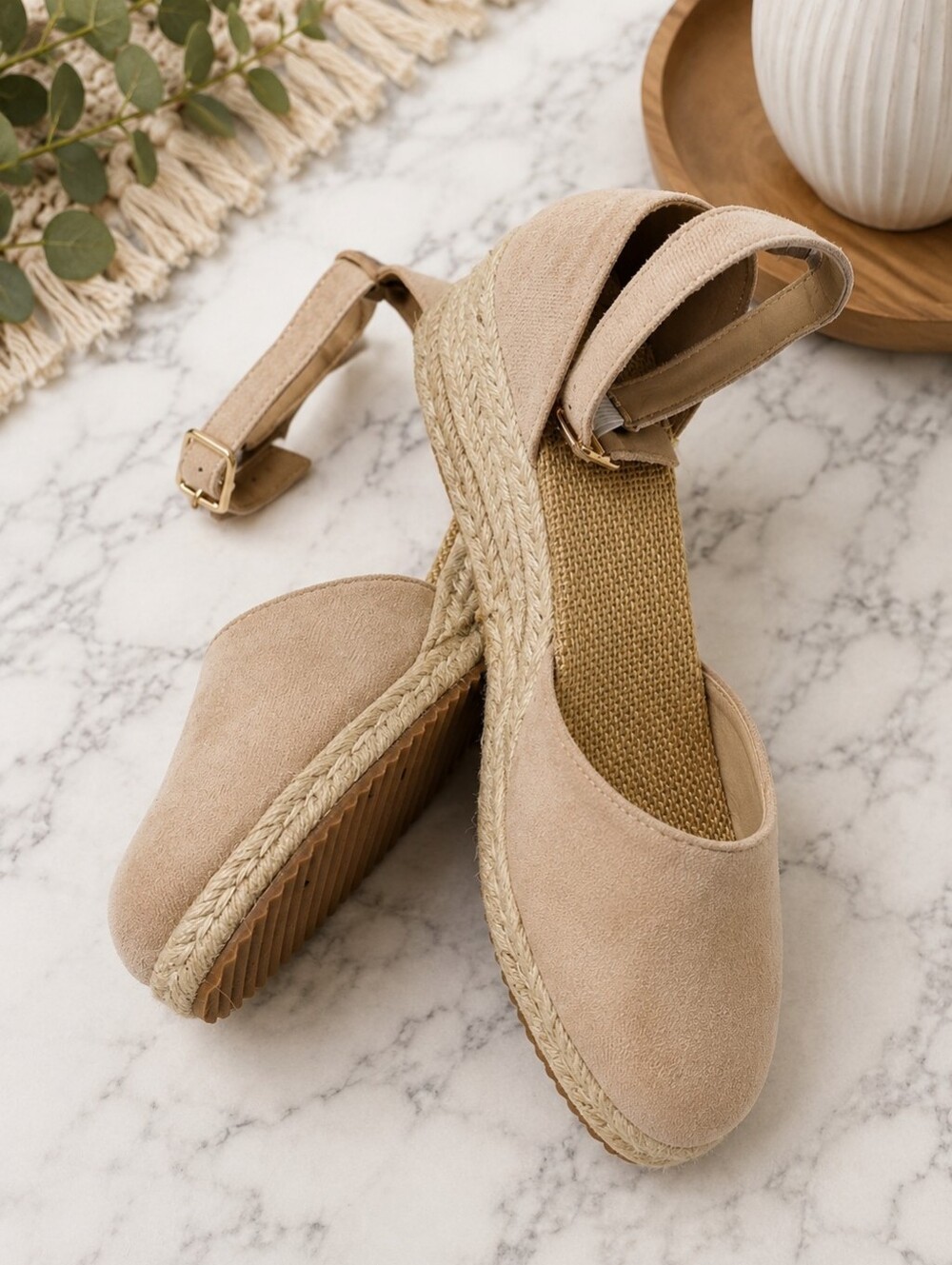 Beige Suede Espadrille Flats | Ankle Strap | Casual Summer Shoes